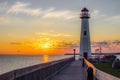 Sunrise Lighthouse In St Ignace Michigan Royalty Free Stock Photo