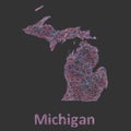 Michigan line art map Royalty Free Stock Photo