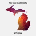 Michigan map in geometric polygonal,mosaic style. Royalty Free Stock Photo