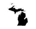 Michigan US Map. MI USA State Map. Black and White Michigander State Border Boundary Line Outline Geography Territory Shape Vector Royalty Free Stock Photo