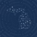 Michigan network, constellation style us state. Royalty Free Stock Photo