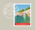 Michigan postage stamp design. Vector illustration.