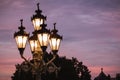 Michigan State Capitol classic city lights shine over a sunset in Lansing Royalty Free Stock Photo