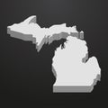 Michigan State map in gray on a black background 3d Royalty Free Stock Photo
