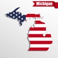Michigan State map with US flag inside and ribbon Royalty Free Stock Photo