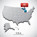 michigan state on the map of usa. Vector illustration decorative design
