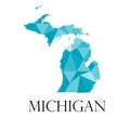 Michigan State Map Vector with Blue Polygonal Low-Poly Texture and Outline Royalty Free Stock Photo