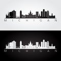 Michigan state skyline and landmarks silhouette Royalty Free Stock Photo