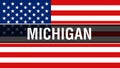 Michigan state on a USA flag background, 3D rendering. United States of America flag waving in the wind. Proud American Flag Royalty Free Stock Photo