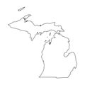 Michigan, state of USA - solid black outline map of country area. Simple flat vector illustration