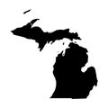 Michigan, state of USA - solid black silhouette map of country area. Simple flat vector illustration