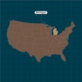 Michigan. States of America territory on dark background. Separate state. Vector illustration