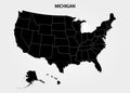 Michigan. States of America territory on gray background. Separate state. Vector illustration Royalty Free Stock Photo