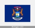 Michigan USA State Flag. Flag of MI, USA isolated on white background Royalty Free Stock Photo