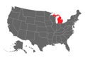 Michigan vector map. High detailed illustration. United state of America country Royalty Free Stock Photo