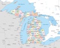 Political map of the counties that make up the state of Michigan Royalty Free Stock Photo