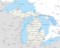 Political map of the counties that make up the state of Michigan Royalty Free Stock Photo