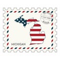 Michiganpostagestamp. Vector illustration decorative design Royalty Free Stock Photo