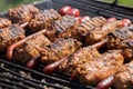 Mici and sausage on grill