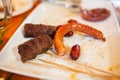 Mici and sausage - scraps Royalty Free Stock Photo
