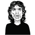 Jagger Hand Drawn Portrait Vector Drawing Black and White