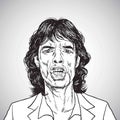 Jagger Portrait Hand Drawn Drawing. Vector Caricature. October 31, 2017 Royalty Free Stock Photo