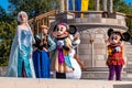 Mickey, Minnie , Anna, Elsa y Olaf in Mickeys Royal Friendship Faire in Magic Kingdom 11 Royalty Free Stock Photo