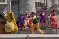 Mickey and Minnie dancing with The princess and the frog characters in Magic Kingdom 3