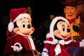 Mickey and Minnie Mouse as Mr and Mrs Claus Royalty Free Stock Photo