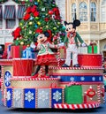 Mickey and Minnie Mouse in Christmas outfits