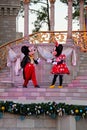 Mickey and Minnie Mouse on the Castle Forecourt Stage at Christmas Royalty Free Stock Photo