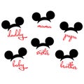Mickey Mouse Minnie mouse head family vector image cutting file Royalty Free Stock Photo
