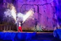 Mickey Mouse throwing fireworks from his hands in Fantasmic Show at Hollywood Studios 147.