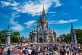 Mickey`s Royal Friendship Faire on Cinderella Castle in Magic Kingdom at Walt Disney World Resort 2 Royalty Free Stock Photo