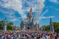 Mickey`s Royal Friendship Faire and fireworks on Cinderella Castle in Magic Kingdom at Walt Disney World Resort  3 Royalty Free Stock Photo