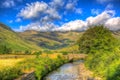 Mickleden Beck river Langdale Valley The lake District bright colourful hdr