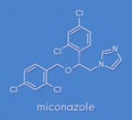 Miconazole antifungal drug molecule. Imidazole class antimycotic, used in treatment of athlete`s foot, ringworm, yeast infections