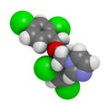 Miconazole antifungal drug molecule. Imidazole class antimycotic, used in treatment of athlete`s foot, ringworm, yeast infections