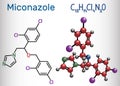 Miconazole molecule. It is an antifungal medication used to treat ring worm, pityriasis versicolor, yeast infections