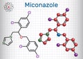 Miconazole molecule. Sheet of paper in a cage. Structural chemical formula Royalty Free Stock Photo