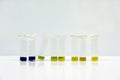 Micro centrifuge tubes of samples for testing anti-biotic in beef or meats by using test kit sample culture in purple violet agar Royalty Free Stock Photo