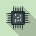 Micro cpu icon flat vector. Computer digital