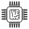 Micro cpu icon outline vector. Computer digital