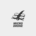 Micro drone logo simple silhouette, mini micro fpv racing drone logo vector illustration Royalty Free Stock Photo