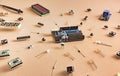 Micro electronics arduino DIY components on a light background, top view