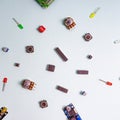 Micro eleectronics arduino DIY components on a light background, top view Royalty Free Stock Photo