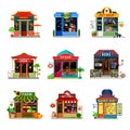 Micro icon shop food store showcase sushi kebab flat vector