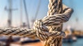 Micro image of a rope on a sailboat. Generative AI. Royalty Free Stock Photo