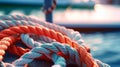 Micro image of a rope on a sailboat. Generative AI. Royalty Free Stock Photo