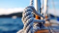 Micro image of a rope on a sailboat. Generative AI. Royalty Free Stock Photo